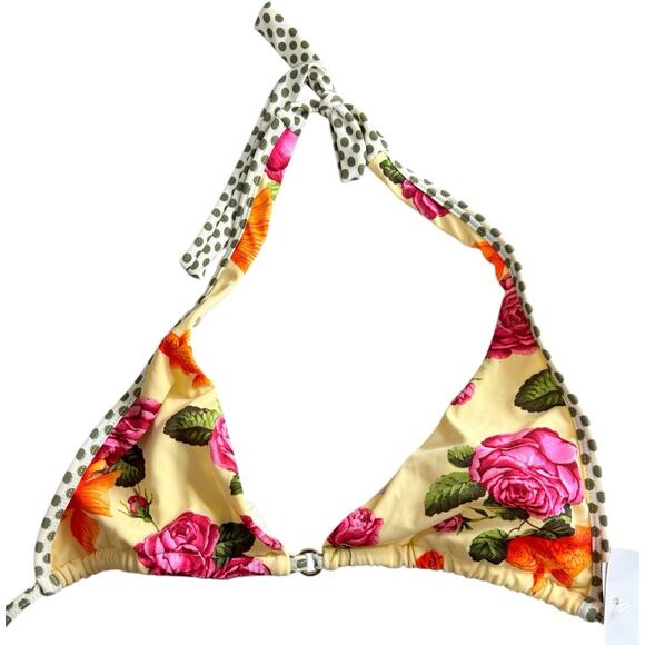OndadeMar Triangle Bikini Top Sz 12 Rose Polka Dot Swimwear Adjustable Ties New - Picture 8 of 9
